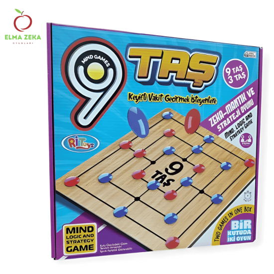 Ahşap 9 Taş 3 Taş Strateji Oyunu - 2 Oyun Bir Arada